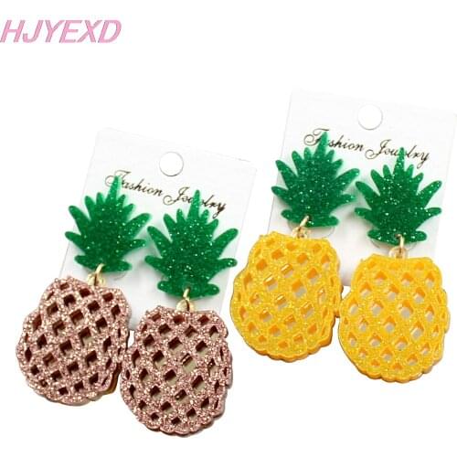 1pair) HP044 55mm Cute Pineapple Dangle Earring Glitter Mirror Acrylic Earrings