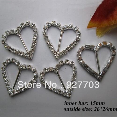 10pcs heart rhinestone buckle 15mm