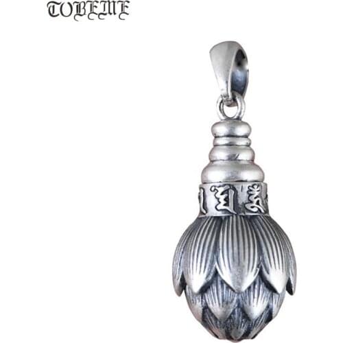 100% 999 Silver Tibetan Gau Pendant 925 Sterling Buddhist OM Mani Padme Hum Box Pendant Tibetan Six Words Proverb Lotus Pendant