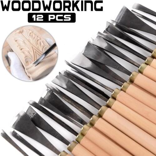 12pcs/Set Wood Carving Chisels Knife Tools Set Wood Carving Root Carving DIY Tools And Detailed Woodworking Gouges Hand Tools
