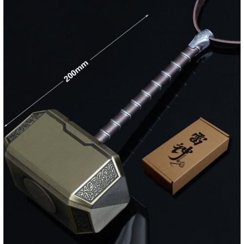 2020 Hot Selling Silver and Copper Metal Diecast 20cm Simulation Superhero Thors Thunder Hammer Cosplay Toy for Teenagers Gift