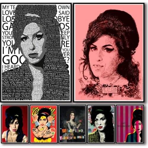 43 Designs Amy Winehouse Whitepaper Poster Alternative Abstract Art Painting Funny Wall Sticker for Coffee House Bar