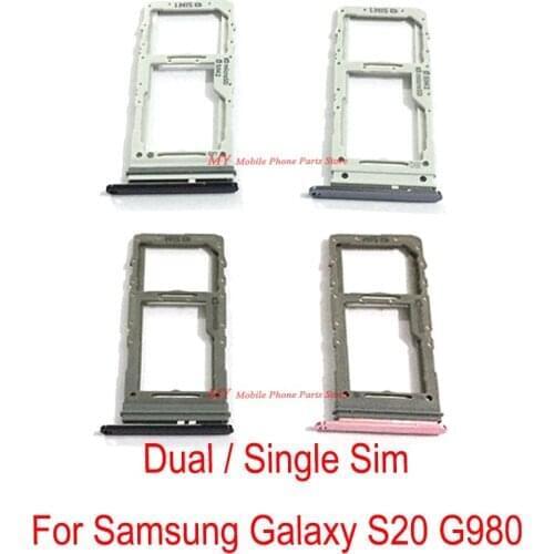 Single / Dual Nano Sim Card Tray Slot Holder Reader For Samsung Galaxy S20 G980 Micro SD Sim Tray Card Adapter Spare Parts