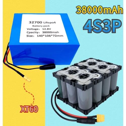 32700 Lifepo4 battery 4S3P 12.8V 38Ah 4S 40A 100A balanced BMS for electric boat and uninterruptible power supply 12V