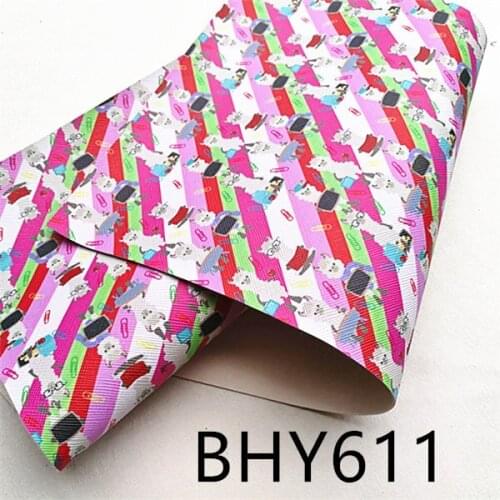 Free shipping 7.6*12inch cartoon print synthetic leather fabric for DIY accessories BHY611