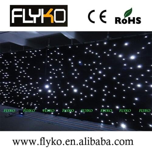 Free shipping white color led star curtain black fabric white color led