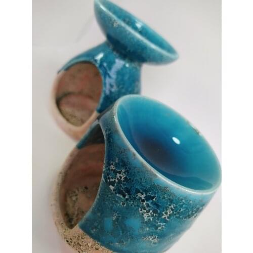 Turquoise Incensory Set of 2 Turkish Handmade Ceramic Thurible Incense Holder Turkish Handmade Boho Home Decor