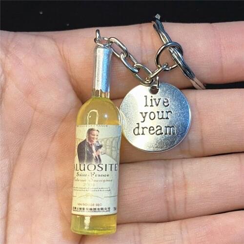 Fashion Charm Simulation Wine Bottle Pendant Keychain 1/4PCS lot Keyring live your dearm DIY Key Chain Jeywelry Findings