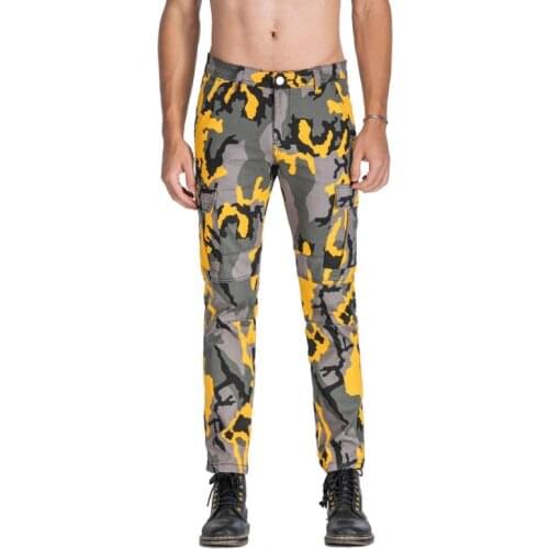 Brand Mens Casual Yellow Camouflage Jeans Cotton Denim Fashion Military Luxury Cargo Pants Size 27-42