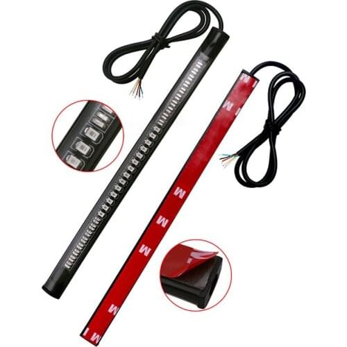 Flexible Motorcycle Tail Light Bar Strip Bendable Brake Stop Turn Signal License Plate Light Integrated 3528 SMD 48 LED