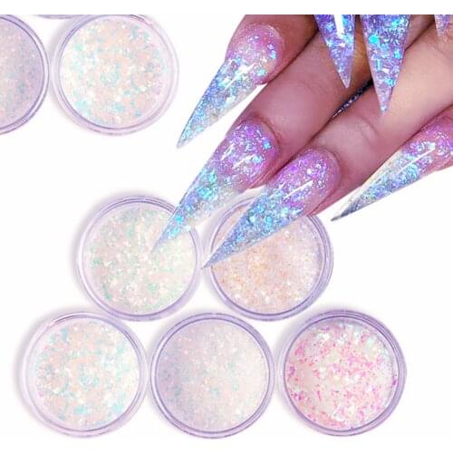 Chameleon Nail Art Glitter 1bottle Transparent Iridescent Irregular Mix Sequin Powder Pigment Acrylic Manicure Decoration Tool