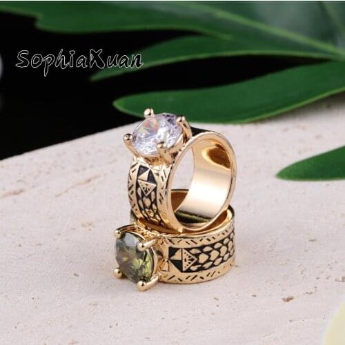 SophiaXuan Fashion Rings Polynesian White CZ Stone Couple Finger Rings Trendy Romantic Zircon Jewelry for Wholesale Women Party