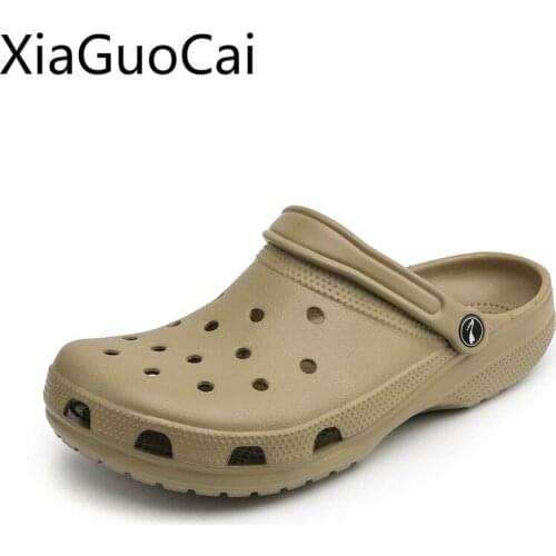 Summer Round Toe Mens Casual Slippers Hollow Breathable Unisex Beach Slides Couple Models Mens Slippers