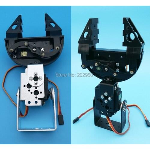 1set Black / Silver 2DOF RC Robot Mechanical Arm With Plastic Gripper Unassembled Kit With 2 MG995 Servo Promotion