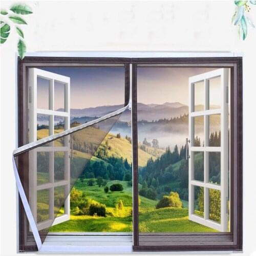 Zipper Anti-mosquito Window Screens Mosquito Net Self-adhesive Door Curtain Velcro Mosquito Netting Home Decor Living Room