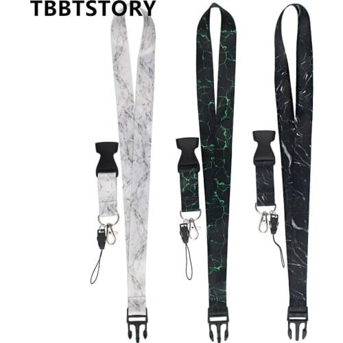 Marbling Lanyard for Keys Camera USB ID Badge Holder Whistle Mobile Phone Straps Neckband Hang Rope Webbing Keychain Lanyards