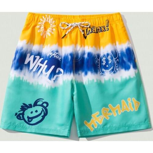 2021 New Mens Tie-dye Printed Beach Shorts Fashion Brand Summer Casual Quick Dry Breathable Loose Double-layer Beach Pants Mens