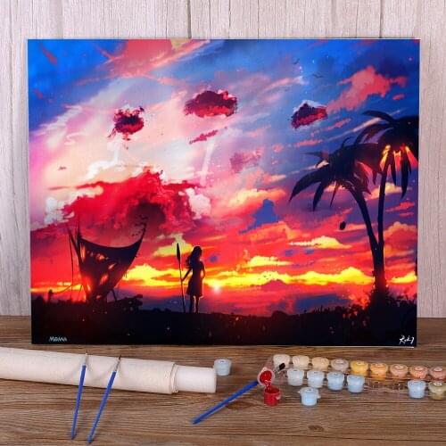Scenery Moana DIY Paint By Numbers Kit Acrylic Paints 40*50 Canvas Pictures Home Decor Crafts For Handiwork