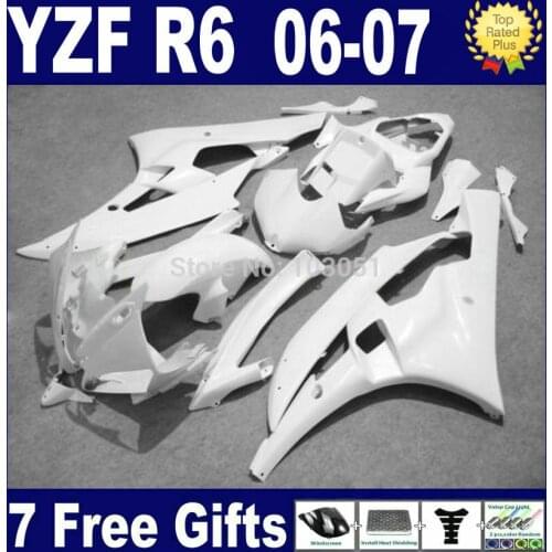 Injection mold Custom free motorcycle fairings set For Yamaha yzf r6 2006 2007 YZF600R YZF R6 06 07 YZF600 all white bodywork