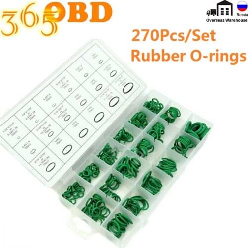 10Pcs/Lot O-Rings 18 different sizes 270Pcs Green O-Rings Air Conditioning Seal Kit Rubber Rings Assortment Set Tool Accessories