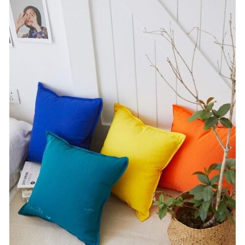 45x45cm cotton canvas pillow case cushion cover solid color lumbar pillowcase sofa decorative square waist pillow cover