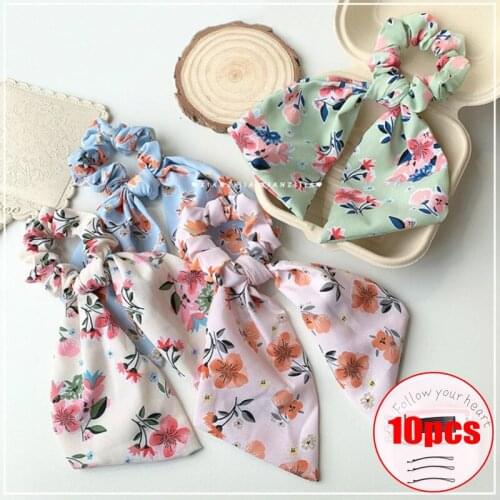 New Simple Personality about Small Fresh Floral Hair Band Vintage Collision Color Plaid Cloth Head Rope Student Hair Accessories