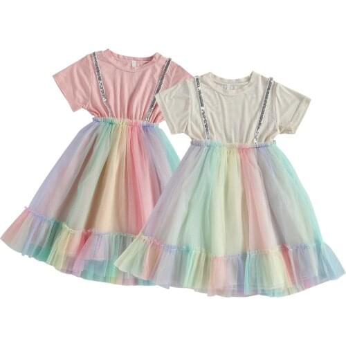 6-11 Years Kid Girls Princess Dresses, Sweet Crew Neck Sleeveless Flowers Decor Colorful Mesh Tutu Princess Dress 2021 New Style