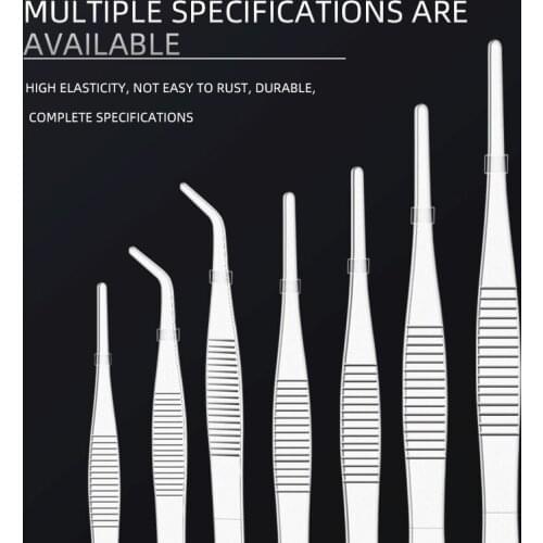5/9Pcs Stainless Steel Non-slip Tweezers Long Straight Forceps Straight Head Elbow Thicken Medical Tools 12.5cm-30cm