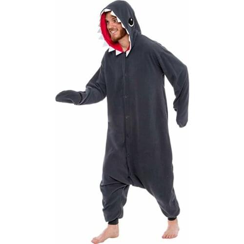 Kigurumi Adult Pyjama Cosplay Costume Gray Shark Onesie Lemur Sleepwear Homewear Unisex Pajamas Party Clothing For Women Man