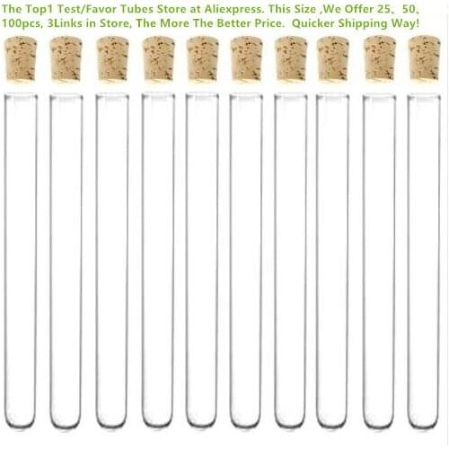 100pcs 13x100 mm 7ml Plastic Test Tube With Cork Stopper 4 inches Clear Like Glass, All Size Available In Store
