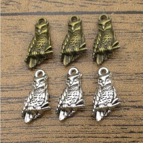 Nighthawk Charms 25PCS/Lot 21×12mm Great Detailed Owl Pendants Earring Accessories birds Pendants 2 Colors Available-RS564