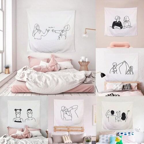 Simple Romantic Line Wind Bedroom Flannel Tapestry Wall Hanging Cloth Background Wall