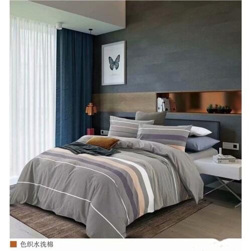 Sheets + pillowcase 100% cotton double bed home textile bed sheet lattice pattern childrens bed monochrome woven washed cotton