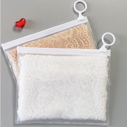 1000pcs/lot PVC transparent frosted zipper bag ice sleeve underwear swimsuit socks household storage pull ring self sealing bag