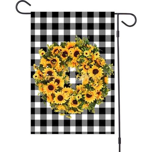 Dropshipping Welcome Garden Flag Wreath Plaid Flag Waterproof Double Sided Linen Flags For Garden Patio