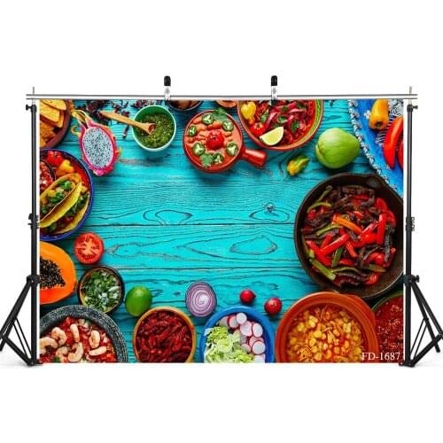 Variety Of Dishes Wooden Board Photography Background Props For Baby Shower Kids Portrait Food Cake Backdrops Photo Studio Decor