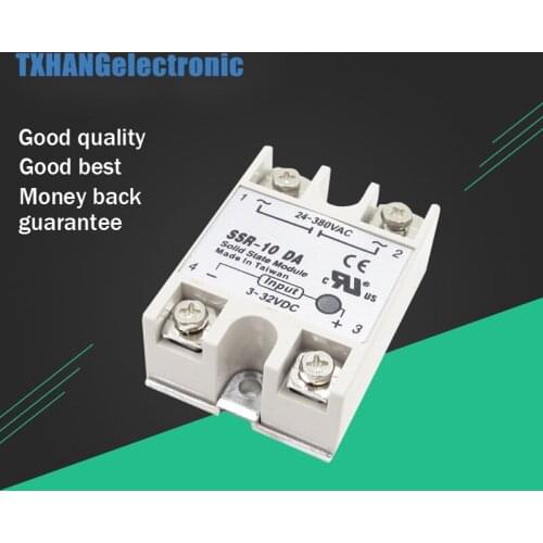 24V-380V 10A 250V SSR-10 DA Solid State Relay Module 3-32V DC To AC