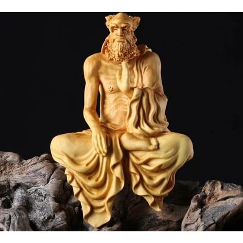 Boxwood 8 11 13cm Dharma Sculpture Feng Shui Wood Buddha Zen Monk Statue Home Decor