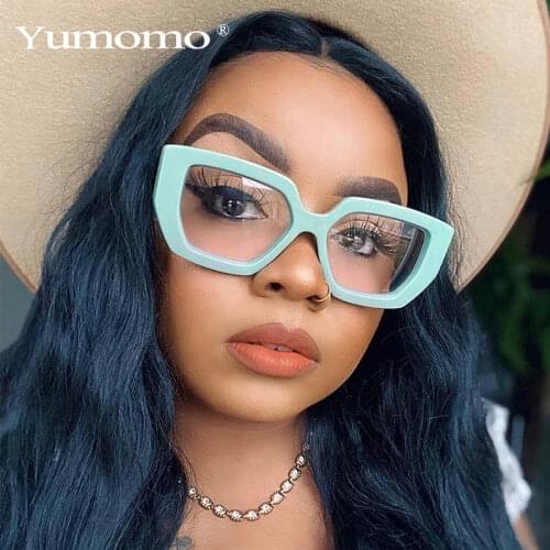 2021Fashion Classic Sqaure Sunglasses Women Men Vintage Double Color Frame Wide Leg Glasses Anti-Blue Eyewear Transparent Lens