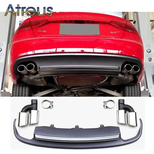Atreus 1Set A5 To S5 Grey PP Rear Bumper Diffuser spoiler With Car Exhaust PIpes For Audi A5 2/4-door Accessories 2012-2015