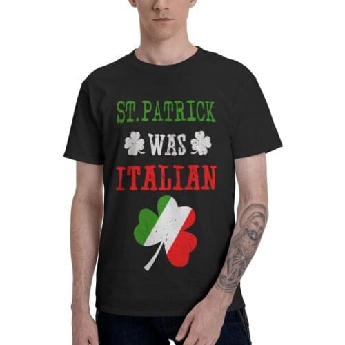St Patricks Was Italian Shamrock T-shirt Men Harajuku T Shirt Short Sleeve 100% Cotton Iitaly Flag Tshirt Urban Tee Top Gift