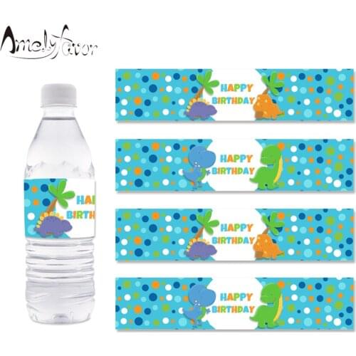 Dinosaur Theme Party Bottle Labels Decoration Blue Kids Birthday Event Party Decorations Supplies Personalized Bottle Wrapper