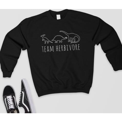 Skuggnas Team Herbivore Sweatshirt Vegan Jumper Vegetarian Casual Tops Hoodies Herbivore Casual Tops Dinosaur aesthetic clothes