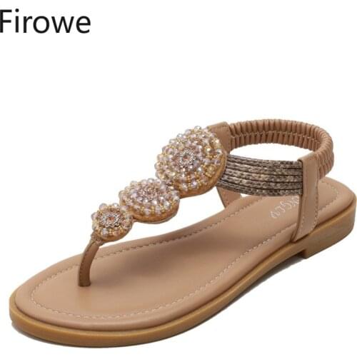 Firowe Women PU Casual Elastic Band Gladiator Sandals Women Low Heel Sandals Flip Flop Flats Sandals for Women Zapatos De Mujer