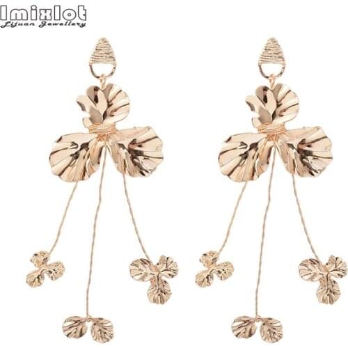Korean Three Petals Flowers Tassel Dangle Drop Earrings For Women Gold Silver Color Earings Fashion Jewelry Oorbellen Brinco