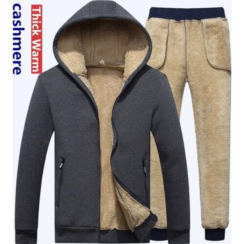 Winter Mens Set Lamb cashmere Hoodie Pant Thick Warm Tracksuit Sportswear Track Suits Male Sweatsuit For Man Tracksuit XS-4XL