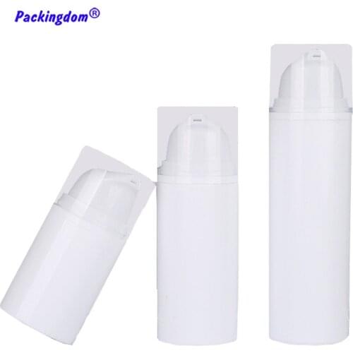10pcs Cosmetics Container Airless Bottles Pump Head Empty White Vacuum Lotion Bottle Plastic Small Tube 15ml 30ml 50ml Clear Cap