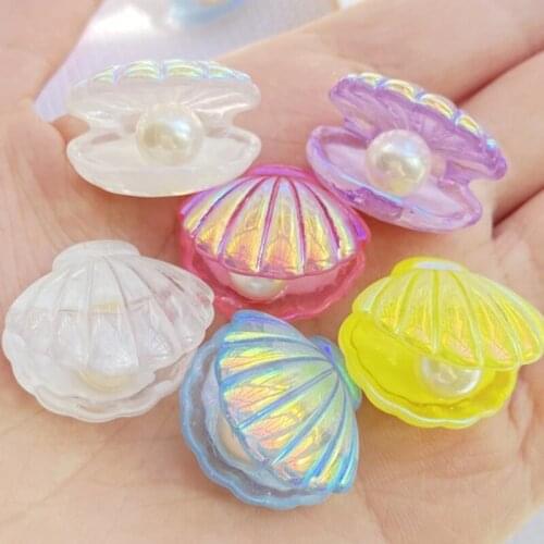 10Pcs Kawaii Cute Color Plated Pearl Shells Flat Back Resin Cabochons Scrapbooking DIY Jewelry Craft Decoration Accessories