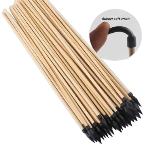 12pcs Wood Arrow OD 7mm Length 50cm with Rubber Soft Arrow Bow and Arrow Archery Wood Bow Special Arrow Hunting