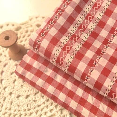 140*50cm Polyester Cotton Small Flower Small Grid Polyester Cotton Original Shirt Top Clothing Dress Handmade DIY Sewing Fabric
